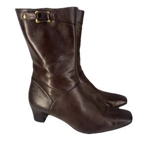 🤎 Antonia Melani Brown Leather Heeled Bootie | 7M